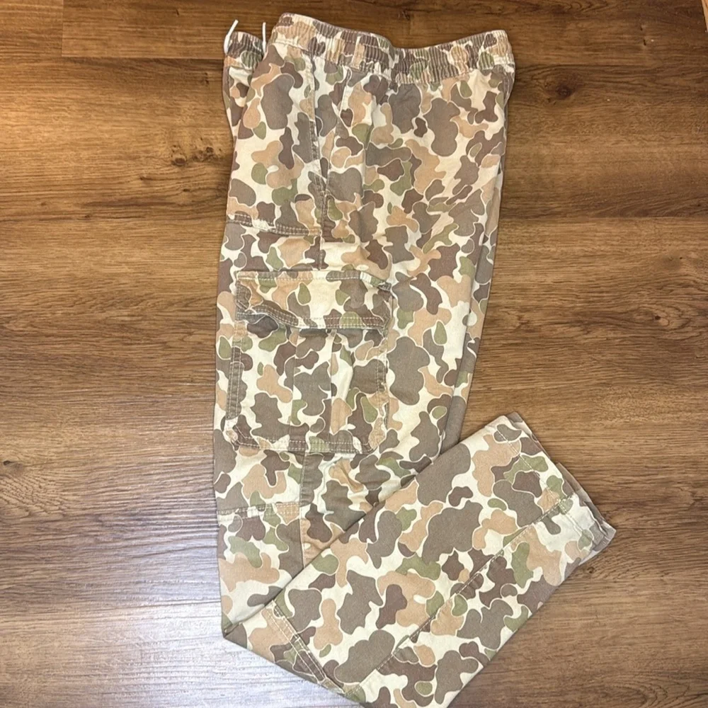 Gap Kids XXL (14-16) Utility Jogger Tapered Leg Green Faded Camo Pull On Pants